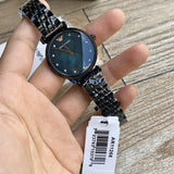 Buy Shop Emporio Armani Gianni T-Bar Quartz Black Mother of Pearl Dial Black Steel Strap Watch For Women - AR11268 USA Online