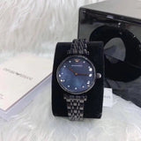 Buy Shop Emporio Armani Gianni T-Bar Quartz Black Mother of Pearl Dial Black Steel Strap Watch For Women - AR11268 USA Online