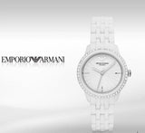 Buy Shop Emporio Armani Ceramic White Dial White Ceramic Bracelet Watch For Women - AR1477 USA Online