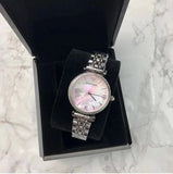 Buy Shop Emporio Armani Gianni T Bar Pink Mother of Pearl Dial Silver Steel Strap Watch For Women - AR1779 USA Online