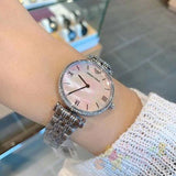 Buy Shop Emporio Armani Gianni T Bar Pink Mother of Pearl Dial Silver Steel Strap Watch For Women - AR1779 USA Online