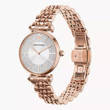 Buy Shop Emporio Armani Gianni T-Bar Crystals Silver Dial Rose Gold Steel Strap Watch For Women - AR11446 USA Online