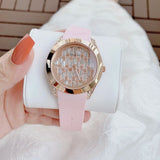 Buy Shop Guess Clarity Gold Dial Pink Silicone Strap Watch for Women - GW0109L2 USA Online