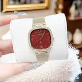 Buy Shop Guess Quartz Red Dial Gold Mesh Strap Watch For Women - GW0354L4 USA Online