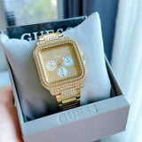 Buy Shop Guess Deco Quartz Crystals Gold Dial Gold Steel Strap Watch For Women - GW0472L2 USA Online