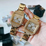 Buy Shop Guess Deco Quartz Crystals Gold Dial Gold Steel Strap Watch For Women - GW0472L2 USA Online