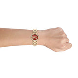 Buy Shop Michael Kors Camille Analog Red Dial Gold Steel Strap Watch For Women - MK7196 USA Online