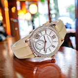 Buy Shop Michael Kors Mini Everest Crystals White Dial Brown Leather Strap Watch for Women - MK4719 USA Online