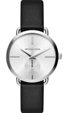 Buy Shop Michael Kors Portia Quartz White Dial Black Leather Strap Watch For Women - MK2658 USA Online