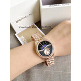 Buy Shop Michael Kors Lauryn Blue Dial Rose Gold Steel Strap Watch for Women - MK3723 USA Online