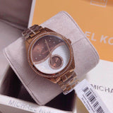 Buy Shop Michael Kors Lauryn Rose Gold Dial Brown Steel Strap Watch for Women - MK3757 USA Online