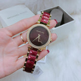 Buy Shop Michael Kors Parker Mother of Pearl Red Dial Two Tone Steel Strap Watch for Women - MK6427 USA Online