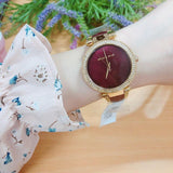 Buy Shop Michael Kors Parker Mother of Pearl Red Dial Two Tone Steel Strap Watch for Women - MK6427 USA Online