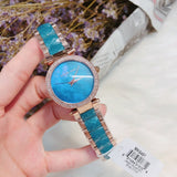 Buy Shop Michael Kors Parker Blue Mother of Pearl Dial Two Tone Steel Strap Watch for Women - MK6491 USA Online