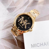 Buy Shop Michael Kors Runway Quartz Black Dial Gold Steel Strap Watch For Women - MK6682 USA Online
