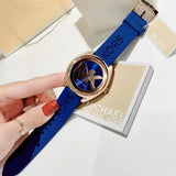 Buy Shop Michael Kors Janelle Three Hand Blue Dial Blue Rubber Strap Watch For Women - MK7140 USA Online