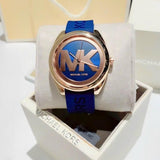 Buy Shop Michael Kors Janelle Three Hand Blue Dial Blue Rubber Strap Watch For Women - MK7140 USA Online