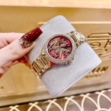 Buy Shop Michael Kors Camille Analog Red Dial Gold Steel Strap Watch For Women - MK7196 USA Online