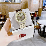 Buy Shop Michael Kors Bryn Pavé Quartz Gold Dial Gold Steel Strap Watch For Women - MK7199 USA Online