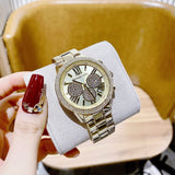 Buy Shop Michael Kors Bryn Pavé Quartz Gold Dial Gold Steel Strap Watch For Women - MK7199 USA Online