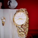 Buy Shop Michael Kors Runway Three-Hand White Dial Gold Steel Strap Watch for Women - MK7472 USA Online