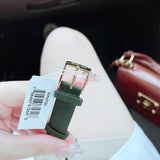 Buy Shop Michael Kors Mini Everest Crystals White Dial Green Leather Strap Watch for Women - MK4720 USA Online