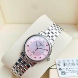 Buy Shop Tissot Carson Premium Lady Mother of Pearl Pink Dial Silver Steel Strap Watch For Women - T122.210.11.159.00 USA Online