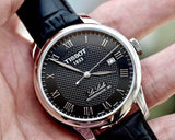 Buy Shop Tissot Le Locle Powermatic 80 Black Dial Black Leather Strap Watch For Men - T006.407.16.053.00 USA Online