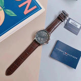 Buy Shop Tommy Hilfiger Aiden Quartz Black Dial Brown Leather Strap Watch for Men - 1791309 USA Online