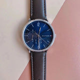 Buy Shop Tommy Hilfiger Cooper Blue Dial Brown Leather Strap Watch for Men - 1791508 USA Online