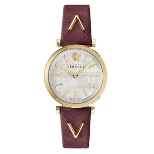 Buy Shop Versace V-Twist Silver Dial Red Leather Strap Watch for for Women - VELS00519 USA Online