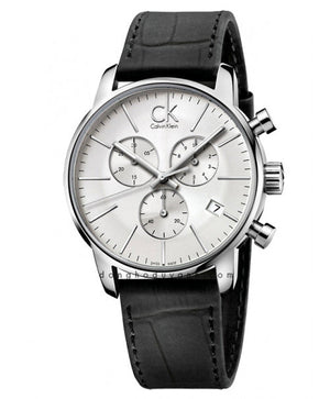 Buy Shop Calvin Klein City Chronograph Silver Dial Black Leather Strap Watch for Men - K2G271C6 USA Online