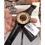 Buy Shop Emporio Armani Meccanico White Dial Black Leather Strap Watch For Men - AR1923 USA Online