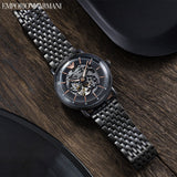 Buy Shop Emporio Armani Automatic Multifunction Black Dial Black Mesh Bracelet Watch For Men - AR60025 USA Online