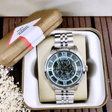 Buy Shop Fossil Townsman Automatic Skeleton Blue Dial Silver Steel Strap Watch for Men - ME3073 USA Online