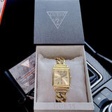 Buy Shop Guess Vanity Gold Dial Gold Steel Strap Watch for Women - W1029L2 USA Online