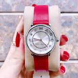 Marc Jacobs Roxy Silver Dial Red Leather Strap Watch for Women - MJ1632