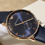 Buy Shop Emporio Armani Classic Quartz Blue Dial Blue Leather Strap Watch For Men - AR2071 USA Online