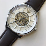 Buy Shop Emporio Armani Meccanico White Dial Brown Leather Strap Watch For Men - AR1946 USA Online