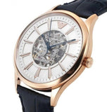 Buy Shop Emporio Armani Meccanico Automatic White Dial Blue Leather Strap Watch For Men - AR1947 USA Online