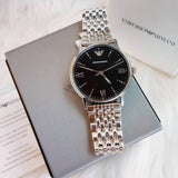 Buy Shop Emporio Armani Kappa Black Dial Silver Steel Strap Watch For Men - AR11152 USA Online