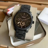 Buy Shop Fossil Machine Chronograph Black Dial Black Steel Strap Watch for Men - FS4682 USA Online