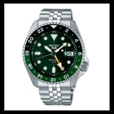 Seiko 5 Sports SKX GMT Automatic Green Dial Silver Steel Strap Watch For Men - SSK035K1