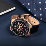 Buy Shop Maserati Stile Black Matte Dial Black Leather Strap Watch For Men - R8871642001 USA Online