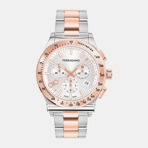 Buy Shop Salvatore Ferragamo 1927 Chrono Silver Dial Two Tone Steel Strap Watch for Men - SFKZ00623 USA Online