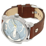 Buy Shop Diesel Mini Daddy LIght Blue Dial Brown Leather Strap Watch For Men - DZ7321 USA Online