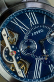 Buy Shop Fossil Grant Twist Multifunction Blue Dial Grey Steel Strap Watch for Men - ME1146 USA Online