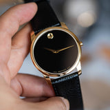 Buy Shop Movado Museum Black Dial Black Leather Strap Watch For Men - 0607014 USA Online