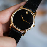 Buy Shop Movado Museum Black Dial Black Leather Strap Watch For Men - 0607014 USA Online