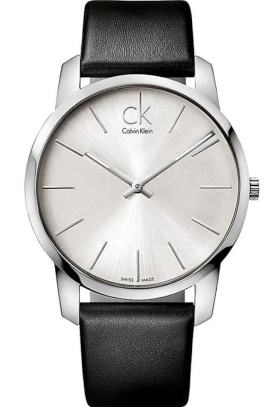 Buy Shop Calvin Klein Post Minimal Silver Dial Black Leather Strap Watch for Men - K7621192 USA Online